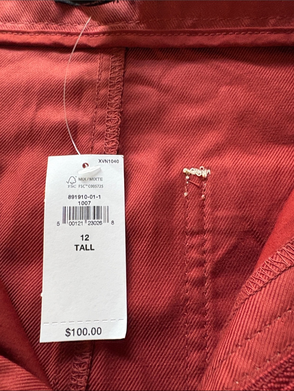 Banana Republic Factort Brick Red Wide Leg Pants Size 12 Tall - Picture 11 of 11